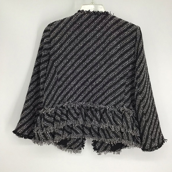 Ann Taylor Women’s Ruffled Peplum Fringe Jacket Blazer Business Career Size 12P - Picture 2 of 9